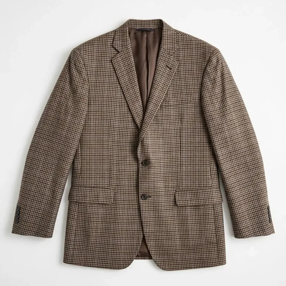Brooks Brothers 1818 SaxXon Madison Sport Coat Brown Plaid Wool USA Mens 41R